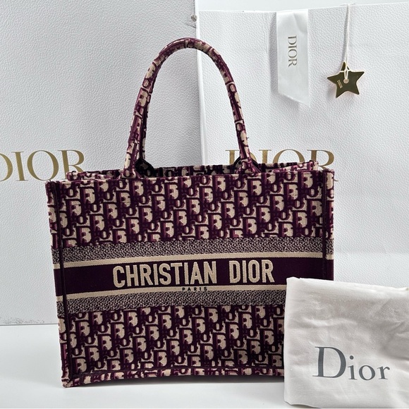 Christian Dior Book Tote Oblique Canvas Maroon Burgundy (Medium) With Box - Picture 1 of 16